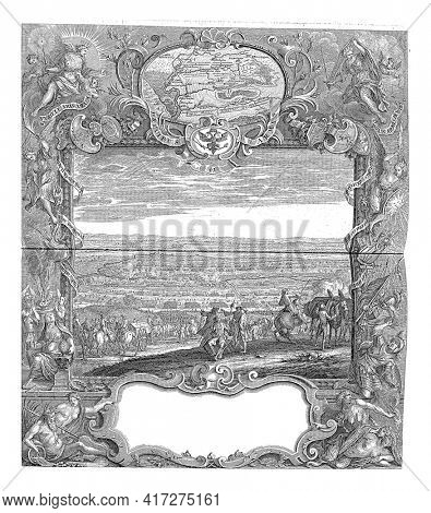 Battle of Hochstadt, 1704, vintage engraving.