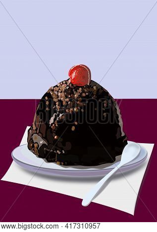 Small Round Chocolate Frosted Birthday Cake For Little Child