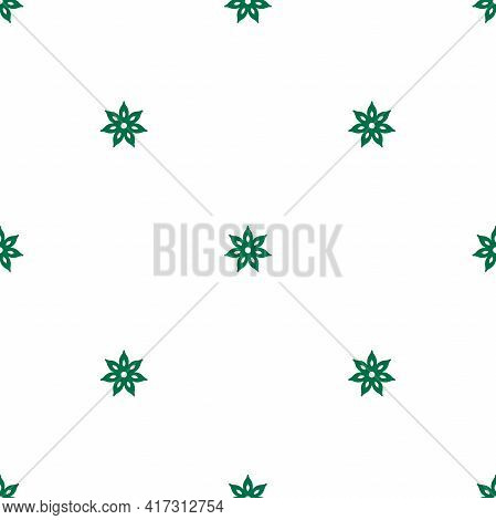 Seamless Ornament With Green Anise Stars On White Background. Eco, Agriculture, Nature, Ecology, Hea