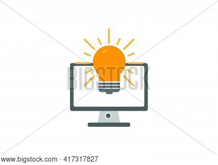 Flat Design Style Idea And Digital Device Vector Ilustration, Perfect For Digtal Idea Collaboration 
