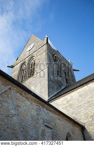 Sainte-mère-Église Parachutist Hanging On The Church Tower