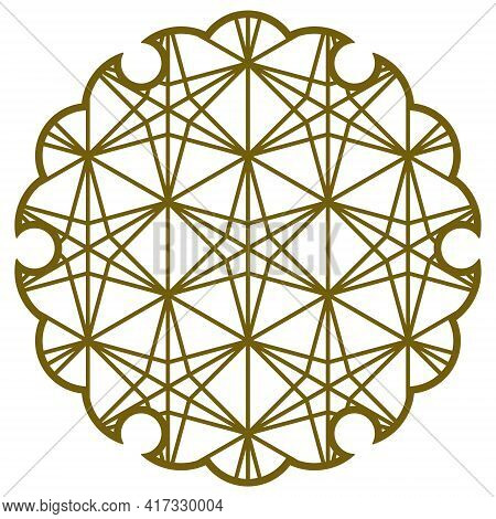 Yukiwa Flower With Pattern In Japanese Style Of Kumiko Zaiku. Design Element For Laser Cutting And P