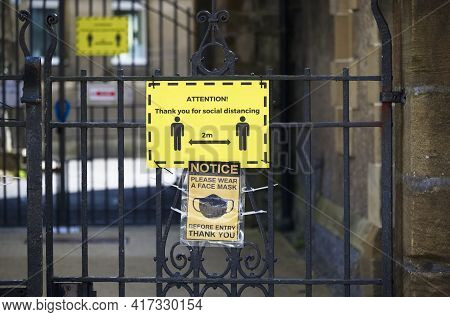 Social Distancing Sign At School Playground Road Crossing