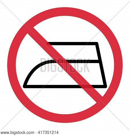 Don T Iron Flat Icon In Red Circle Isolated On White Background. No Ironing Symbol. Machine Vector I