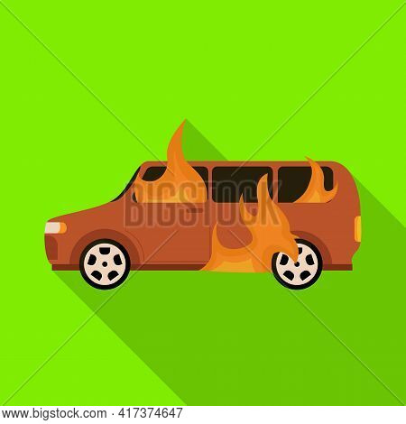 Vector Design Of Car And Burn Icon. Set Of Car And Ruined Stock Vector Illustration.