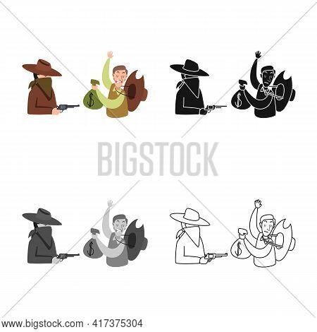 Isolated Object Of Robbery And Cowboy Symbol. Collection Of Robbery And Bank Stock Symbol For Web.
