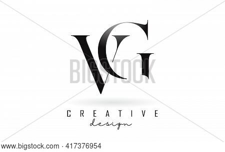 Vg V G Letter Design Logo Logotype Concept With Serif Font And Elegant Style. Vector Illustration Ic