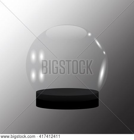 Christmas Empty Ball In Realistic Style. Glass Snow Globe Realistic 3d Design. Vector Illustration. 