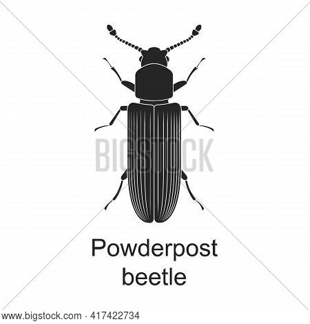 Powderpost Beetle Vector Black Icon. Vector Illustration Pest Insect Powderpost Beetle On White Back