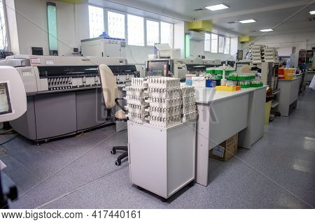 Laboratory Automatic Equipment For Analysis In The Hospital.
