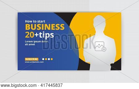 Business Thumbnail Design For Any Video. Video Thumbnail Or Web Banner Template. Social Media Video 