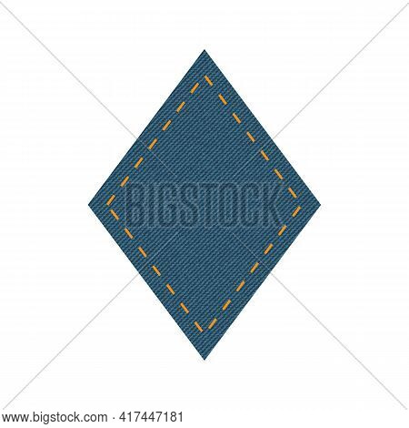 Blue Denim Design With Rhombus With Stitcher.