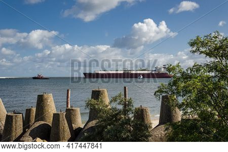 Lng Tanker - Ship Moored To The Gas Terminal