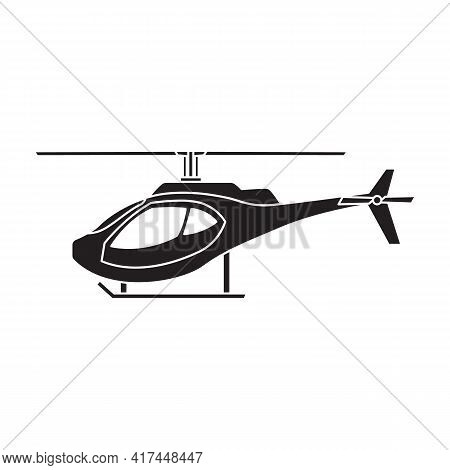 Helicopter Vector Black Icon. Vector Illustration Helicopter On White Background. Isolated Black Ill