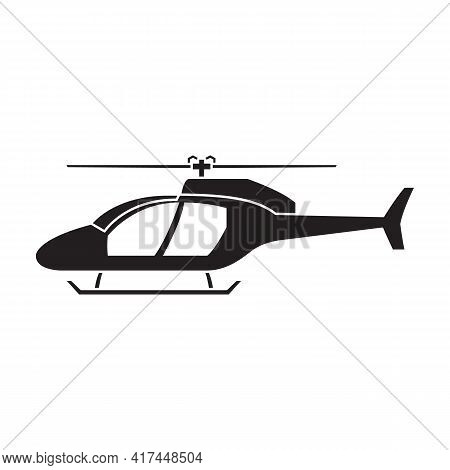 Helicopter Vector Black Icon. Vector Illustration Helicopter On White Background. Isolated Black Ill