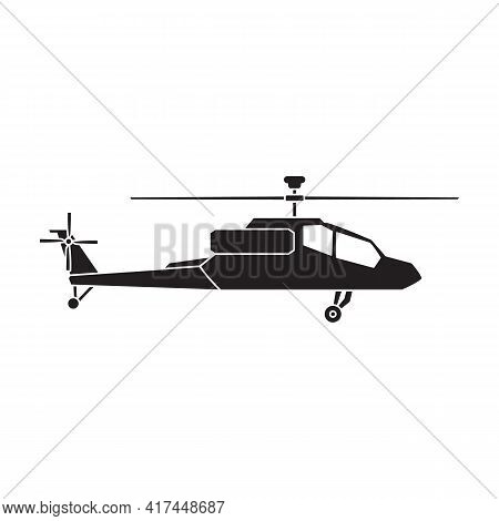 Helicopter Vector Black Icon. Vector Illustration Helicopter On White Background. Isolated Black Ill