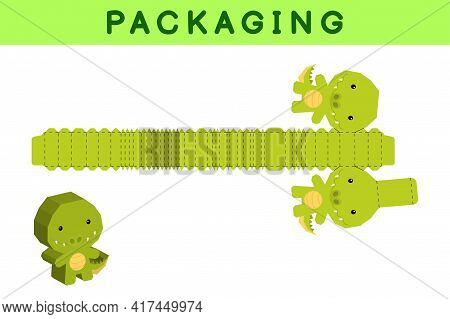 Party Favor Box Die Cut Crocodile Design For Sweets, Candies, Small Presents, Bakery. Package Templa