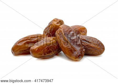 Dry Dates Palm Isolated On White Background.