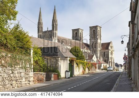 Laon, France - September 8 2020: The Saint-martin De Laon Abbey Was Founded In 1124 By The Bishop Of