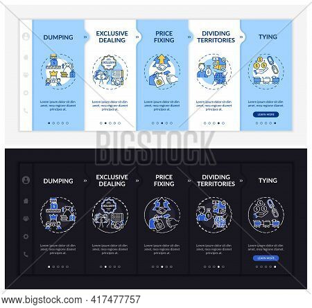 Uncompetitive Policies Onboarding Vector Template. Responsive Mobile Website With Icons. Web Page Wa