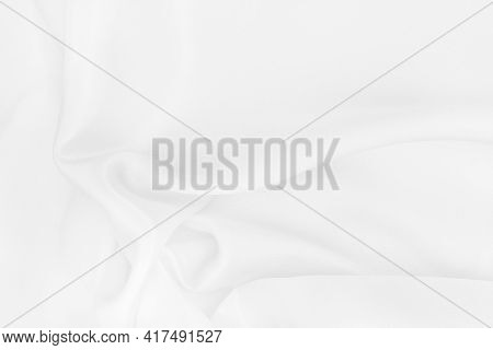 White Fabric Cloth Texture For Background And Design Art Work, Beautiful Crumpled Pattern Of Silk Or