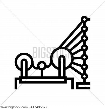 Weaving And Warping Cotton Machine Line Icon Vector. Weaving And Warping Cotton Machine Sign. Isolat