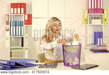 Got A Problem. This Paper Will Go To Bin With Waste Paper. Save Our Planet. Sexy Secretary Try To Fi
