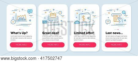 Set Of Finance Icons, Such As Infographic Graph, Dollar Wallet, Loyalty Card Symbols. Mobile Screen 