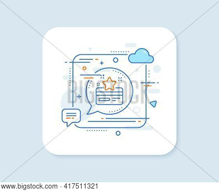 Loyalty Card Line Icon. Abstract Square Vector Button. Bonus Points. Discount Program Symbol. Loyalt