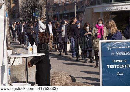 People Queue And Wait In Line For A Coronavirus Covid-19 Test At The Pop-up Mobile Test Centre. Shal