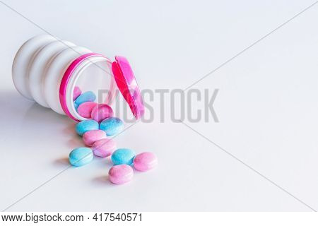 Chewing Gum Mentos Without Sugar. On White Background. Selective Focus. Space For Text