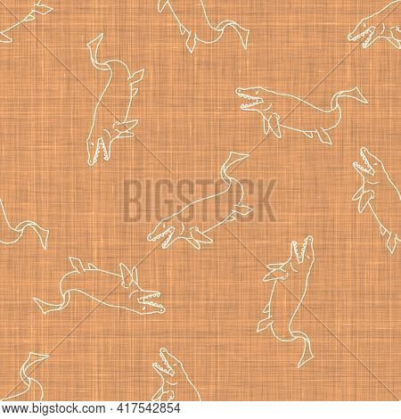 Seamless Background Mosasaurus Dinosaur Gender Neutral Baby Pattern. Simple Whimsical Minimal Earthy
