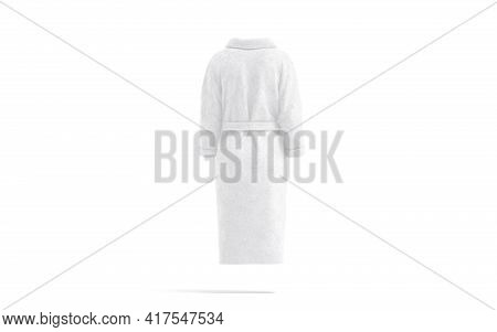 Blank White Hotel Bathrobe Mockup, Back View, 3d Rendering. Empty Terry Wraparound Whites Mock Up, I