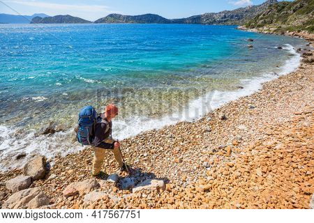 Beautiful landscapes on the Carian trail. Aegean Sea, Turkey.