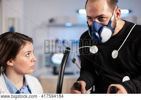 Sportman In Science Lab Testing Cardio Performance