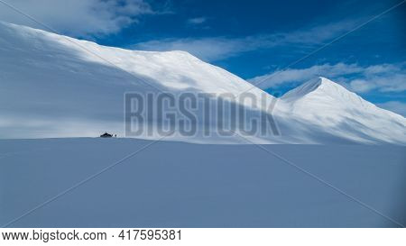 Snowy Winter Landscape Of Sarek National Park In Swedish Lappland