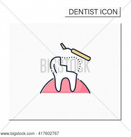 Restorative Dentistry Color Icon. Tooth Care Includes Dental Implants, Dental Bridges, Dental Bondin