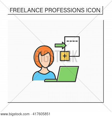 Data Entry Jobs Color Icon.handle Different Types Of Electronic Data And Operating Devices.enter Inf