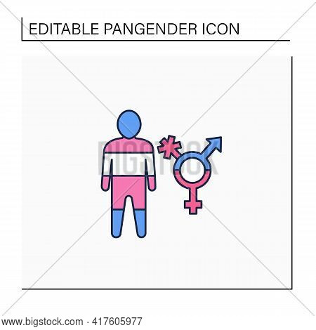 Pangender Line Icon. Identify As All Genders. Pangender Flag. Lgbtq Friendly. Lgbtq Community Concep