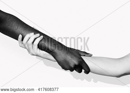 Diverse hands holding each other for BLM movement social media post