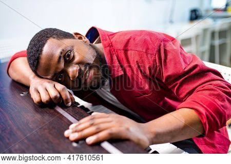 African American Handsome Man Pianist Plays The Piano