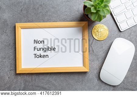 Crypto Art Concept. Blockchain Called Nfts. Digital Collectibles For Cryptocurrencies. Non-fungible