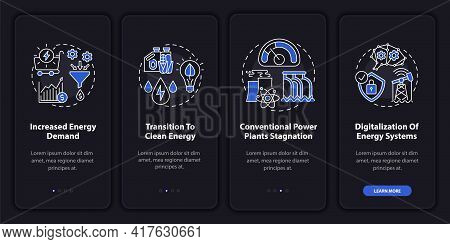 Energetics Tendency Onboarding Mobile App Page Screen With Concepts. Clean Energy Transition Walkthr