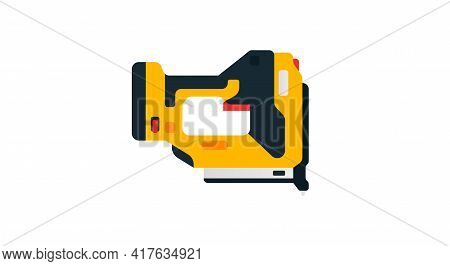 Pneumatic Nailer Side View. Power Tools For Home, Construction And Finishing Work. Professional Work