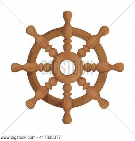 Ship Wheel Cartoon Vector Of Icon.cartoon Vector Icon Helm Of Ship. Isolated Illustration Of Wheel B