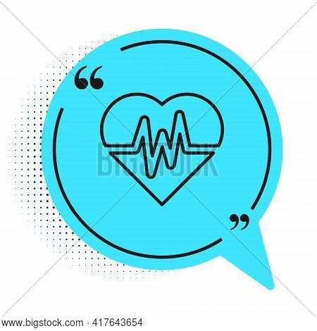 Black Line Heart Rate Icon Isolated On White Background. Heartbeat Sign. Heart Pulse Icon. Cardiogra