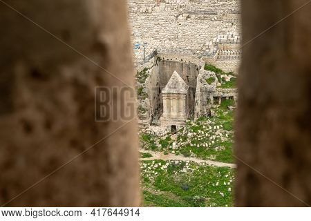 View From The Loophole In The Outer Wall Of The Temple Mount To The Tomb Of Zechariah And The Jewish