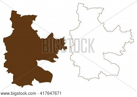 Cottbus City (federal Republic Of Germany, Urban District, State Of Brandenburg) Map Vector Illustra