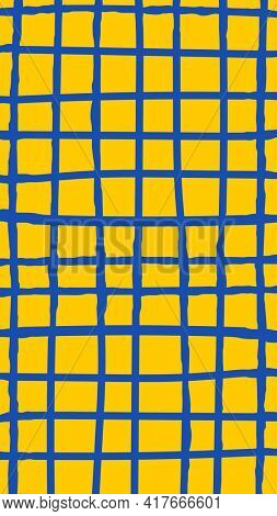 Blue grid on yellow wallpaper