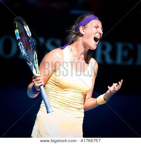 MELBOURNE - 24 Ocak: Victoria Azarenka onu klip son Okan Sloane Stephens üzerine de Beyaz Rusya